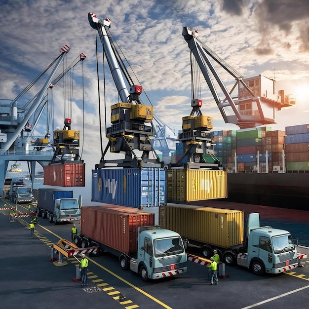 cranes-loading-containers-up-truck-harbor_926199-2912661